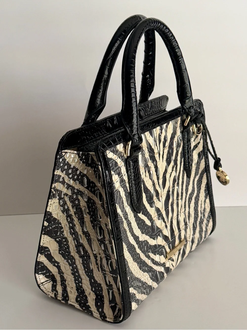 NWT Brahmin Cami Satchel in Zebra Print - Full Set with Dust Bag